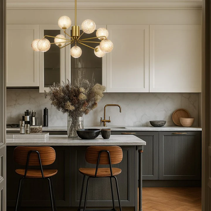 FELTON 9 LIGHT PENDANT ANTIQUE GOLD