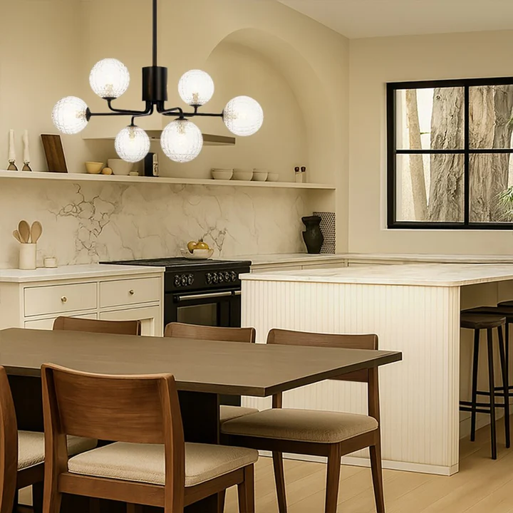 [FELTON PE06BKCLP] FELTON 6 LIGHT PENDANT BLACK (Clear)