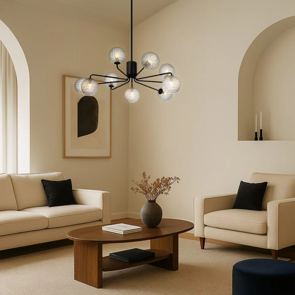 [FELTON PE09BKCLP] FELTON 9 LIGHT PENDANT BLACK (Clear)