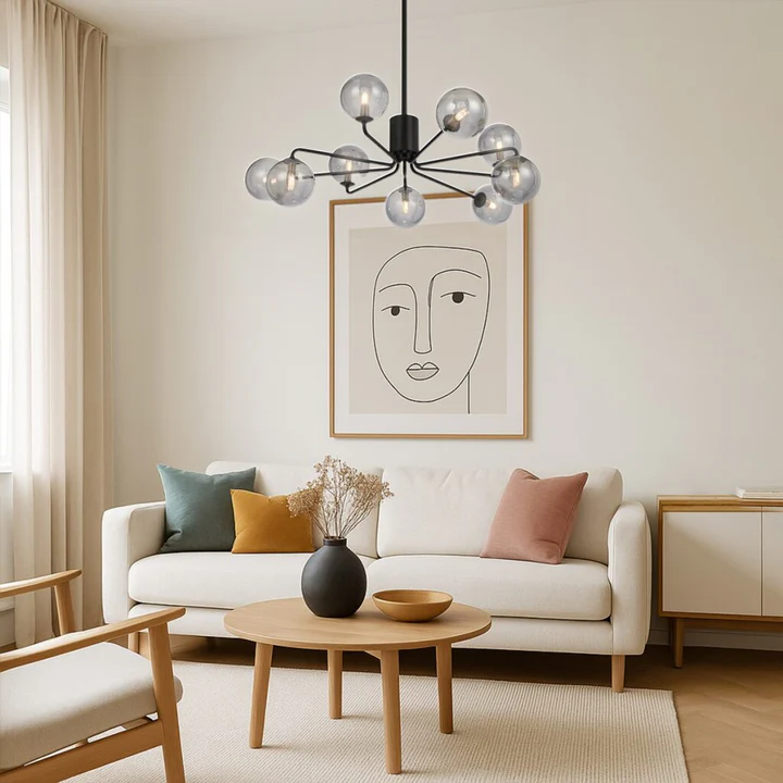 FELTON 9 LIGHT PENDANT BLACK