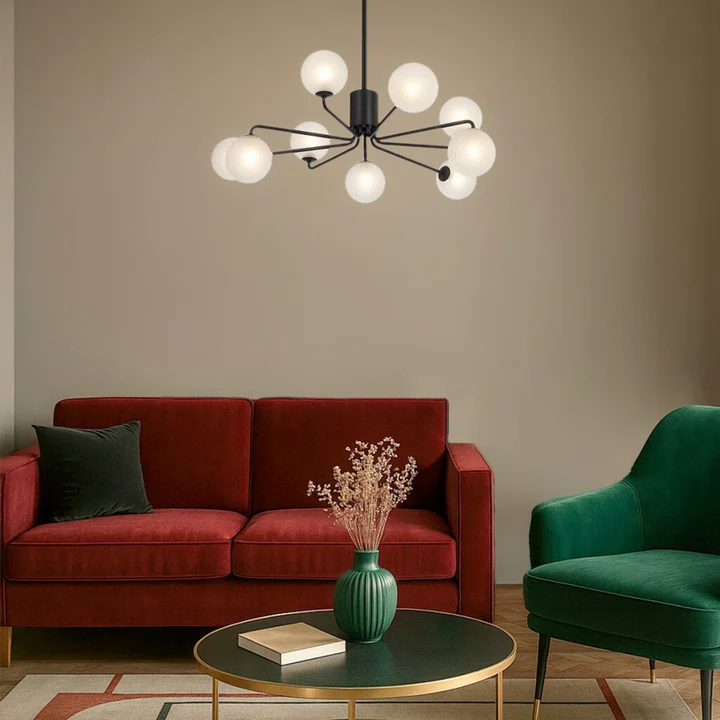 FELTON 9 LIGHT PENDANT BLACK