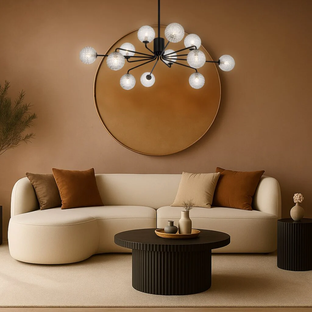 [FELTON PE12BKCLP] FELTON 12 LIGHT PENDANT BLACK (Clear)