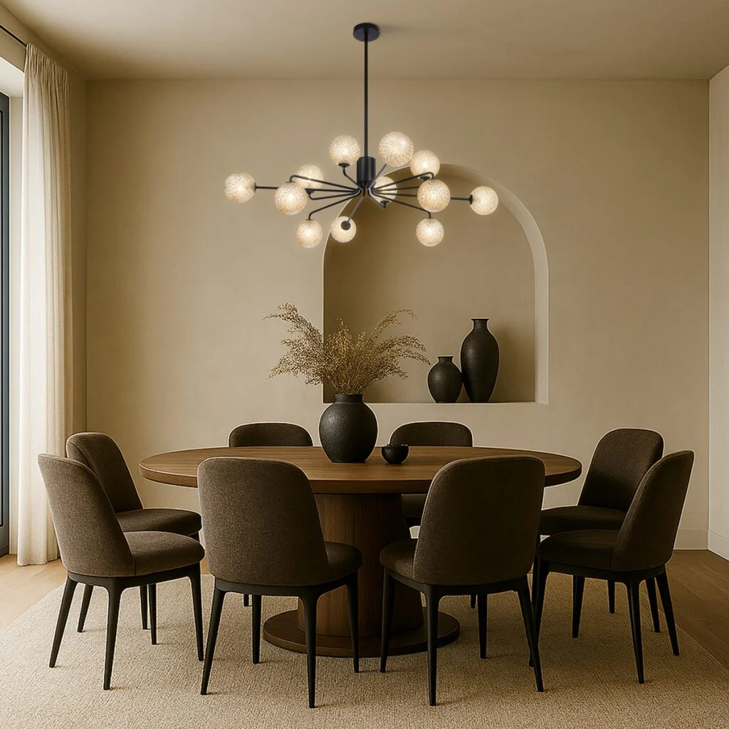 FELTON 12 LIGHT PENDANT BLACK