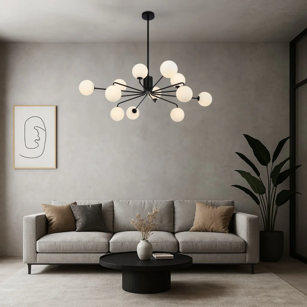 FELTON 12 LIGHT PENDANT BLACK