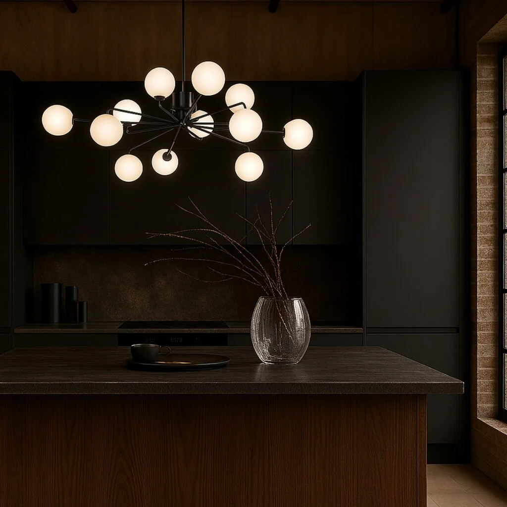 FELTON 12 LIGHT PENDANT BLACK