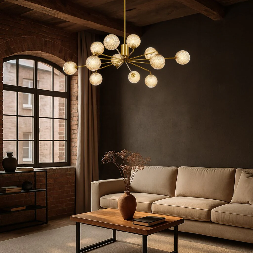 FELTON 12 LIGHT PENDANT ANTIQUE GOLD
