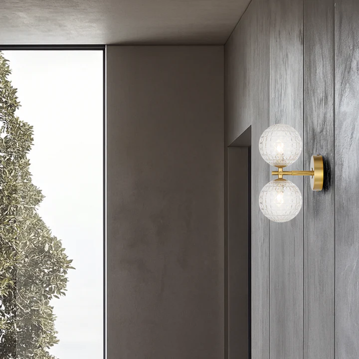 [FELTON WB2-AGCLP] FELTON 2 LIGHT WALL LIGHT ANTIQUE GOLD (Clear)