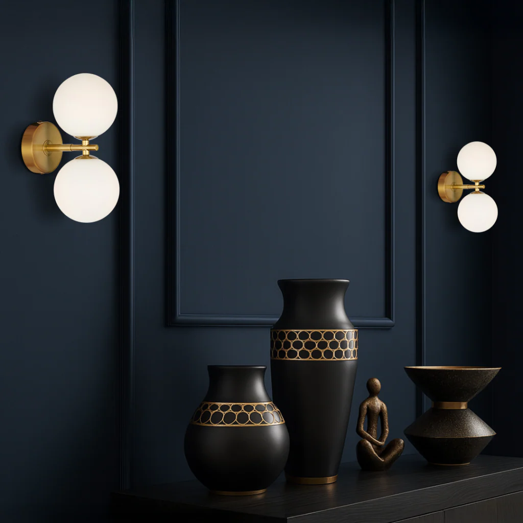 FELTON 2 LIGHT WALL LIGHT ANTIQUE GOLD