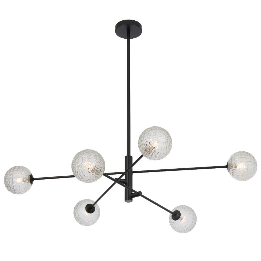 [GASTON PE6-BKCLP] GASTON 6 LIGHT PENDANT BLACK (Clear)
