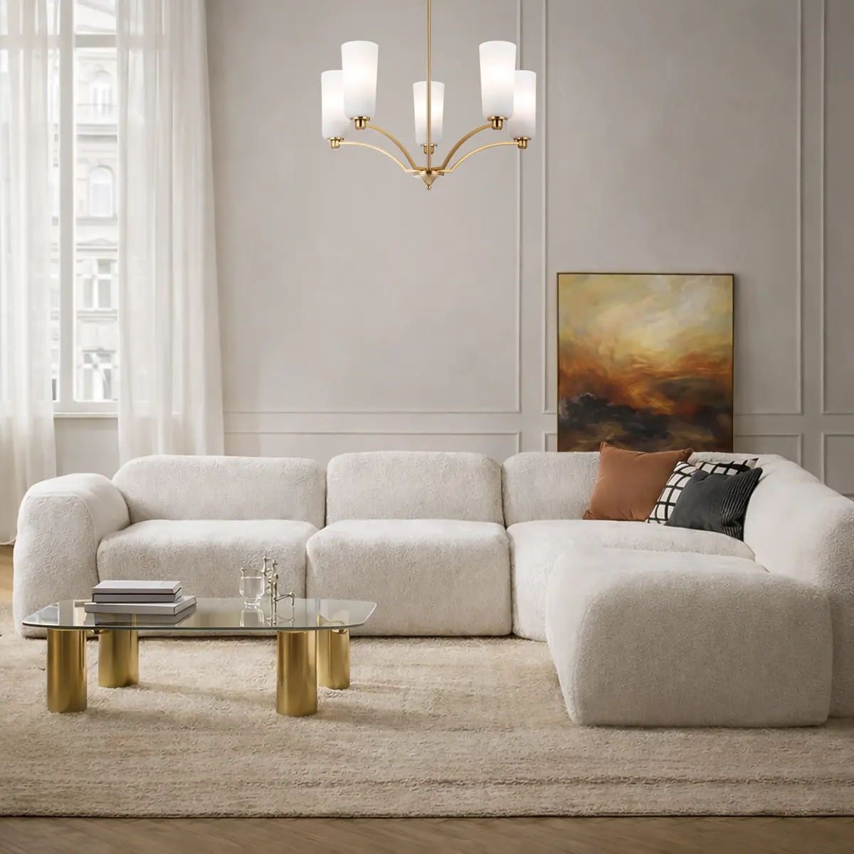 [BREVAN PE5-AGMB] BREVAN 5 LIGHT PENDANT (Antique Gold)