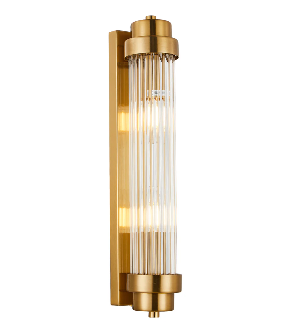 [VARILLAS1] ELSA INTERIOR UP/DOWN CLEAR GLASS ROD WALL LIGHT  ANTIQUE BRASS