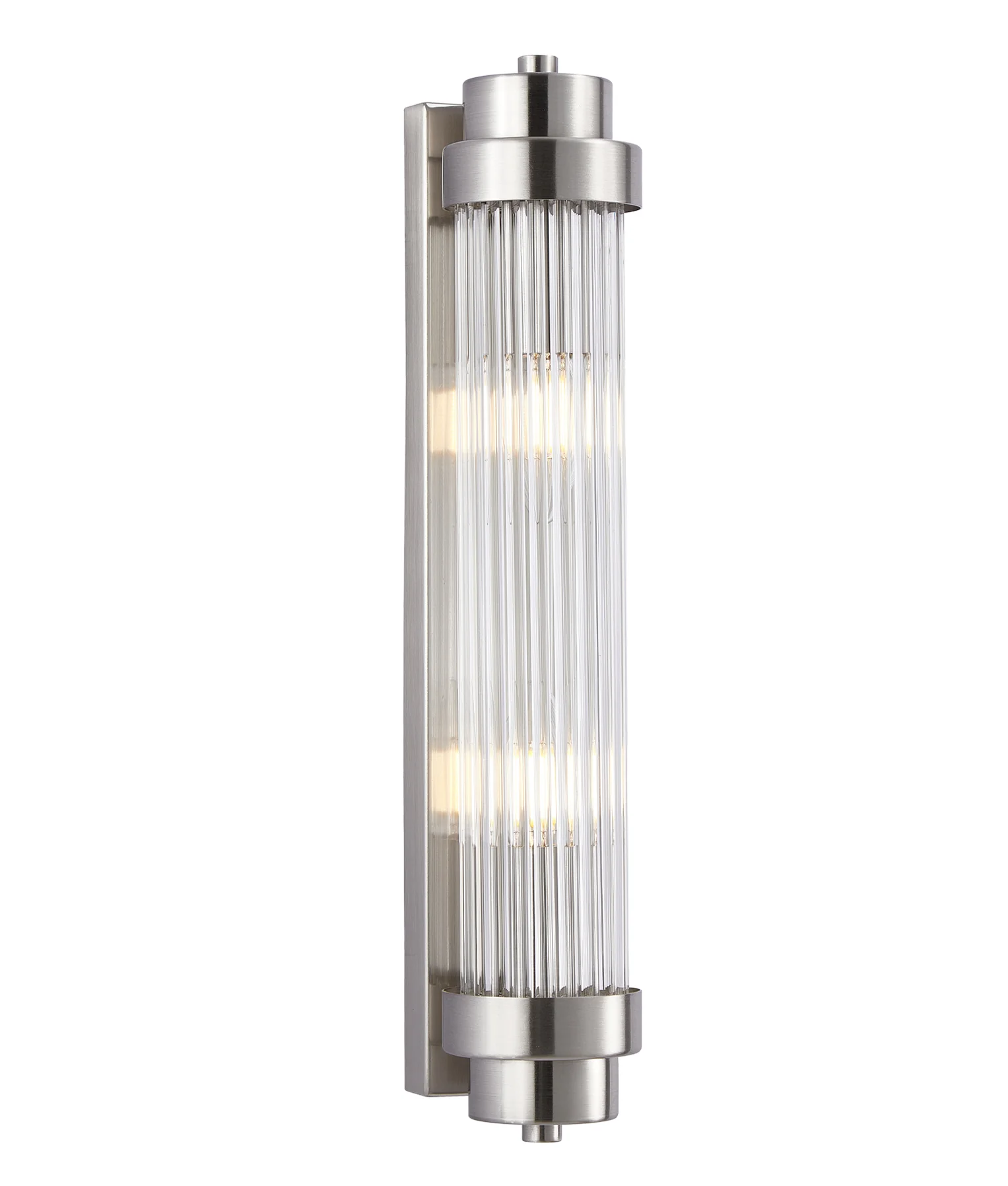 ELSA INTERIOR UP/DOWN CLEAR GLASS ROD WALL LIGHT CHROME
