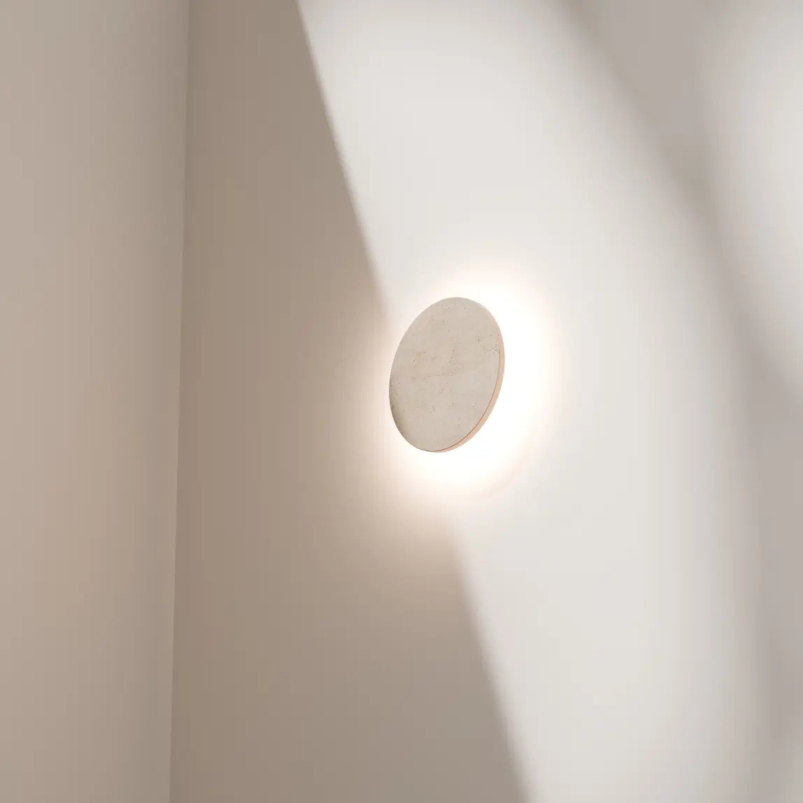 ORVILLE 200MM TRAVERTINE ECLIPSE WALL LIGHT