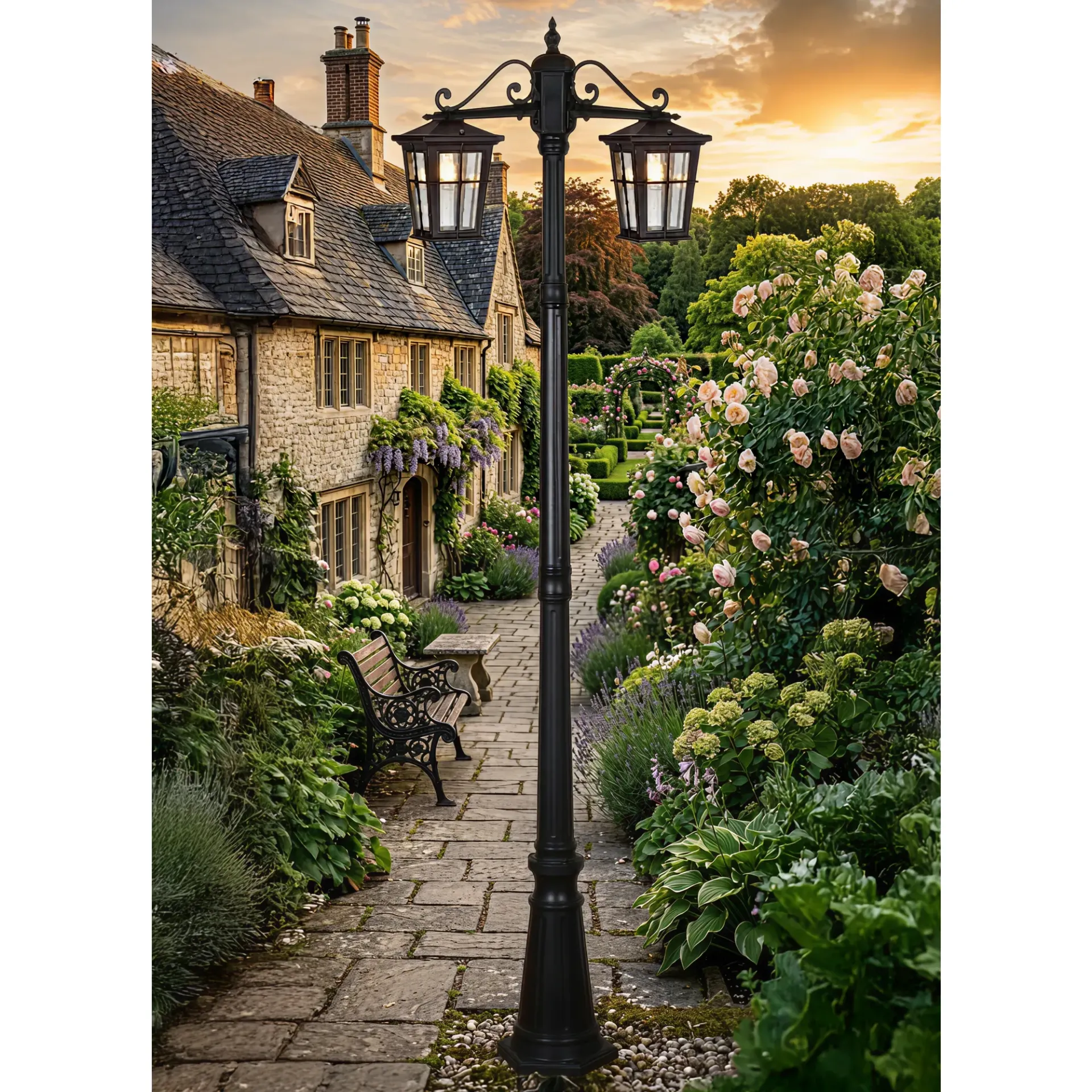[5505145] Eden Exterior Twin Head Post Light - 2100mm
