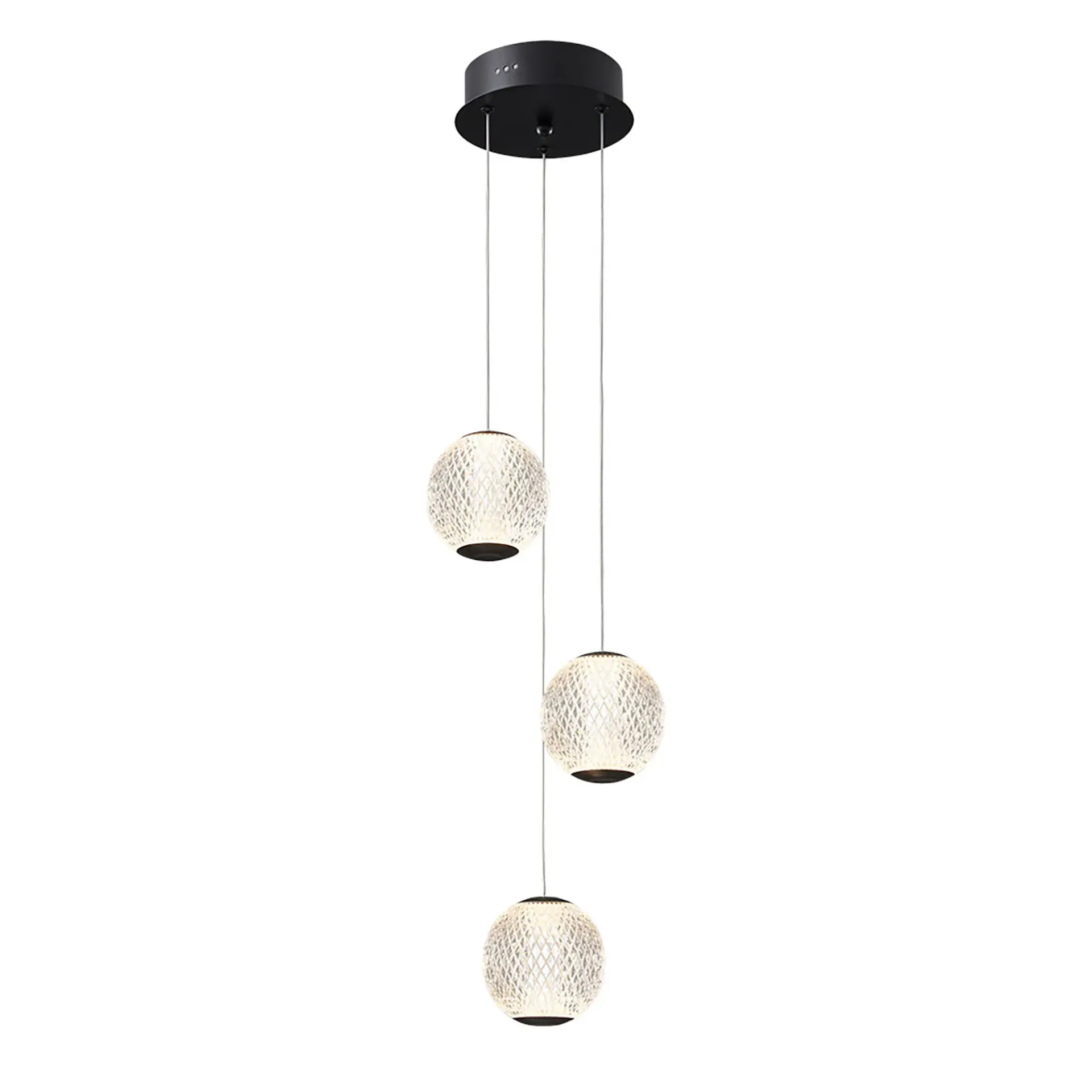 [5510183-BK-3K] Langdon-3 Light LED Pendant - Black - 3K