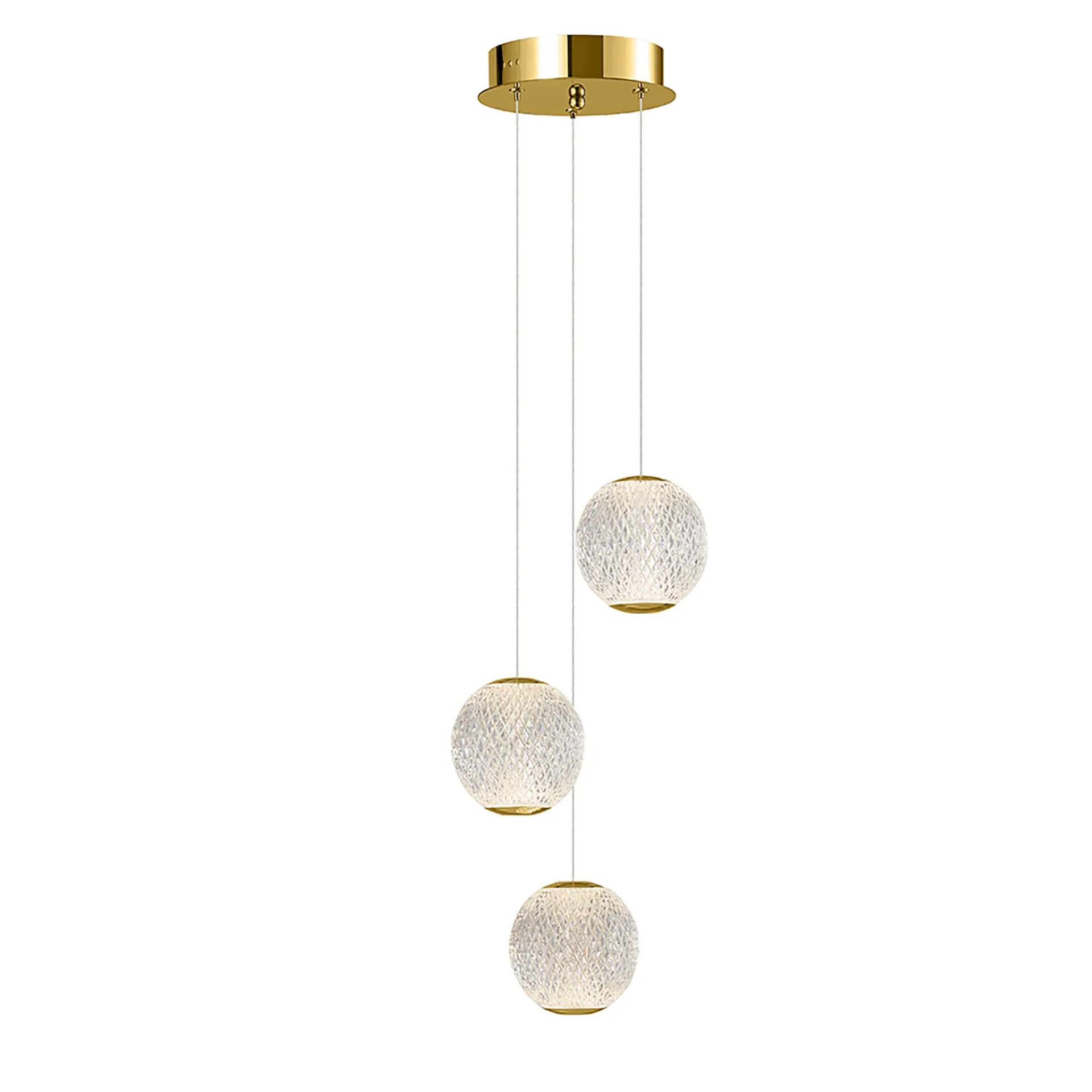 [5510183-GD-3K] Langdon-3 Light LED Pendant - Gold - 3K