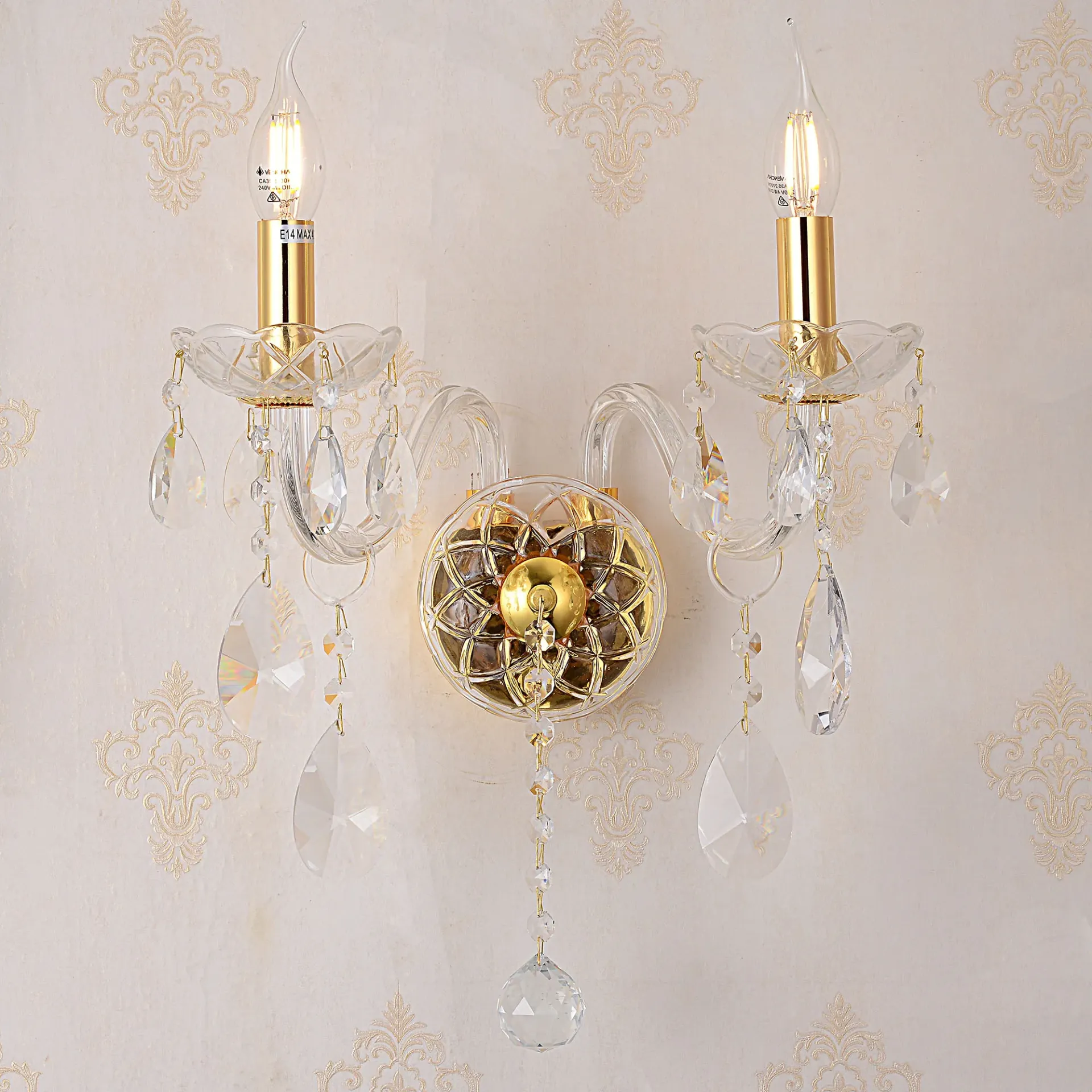 Bromley Crystal Wall Light - 2 Light
