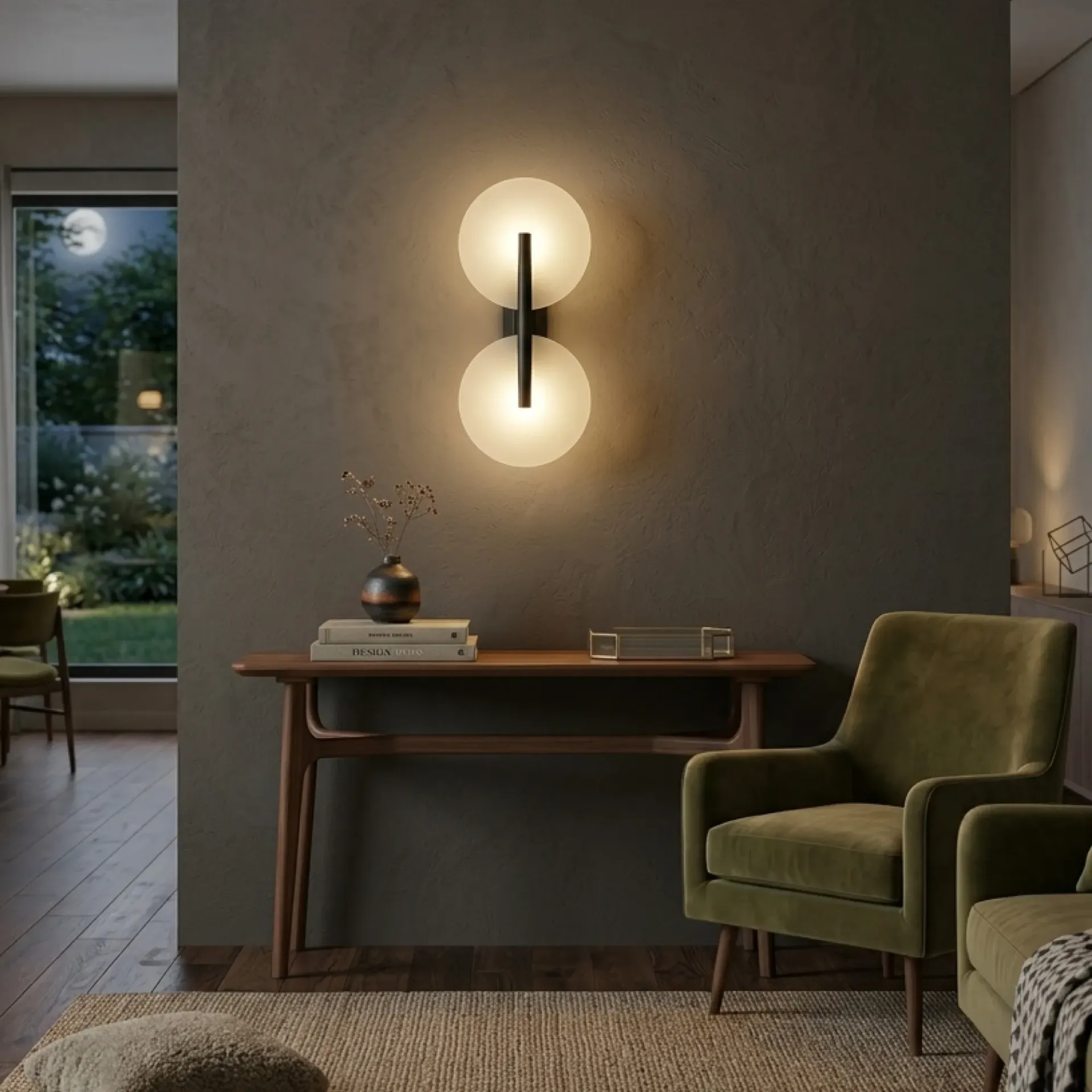 [5516081] Noble Glass Wall Light - Black