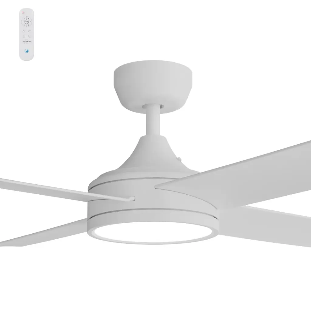 Breeze Silent DC PRO 52" White All ABS with 24w LED Light kit with Remote Control - Quick Connect