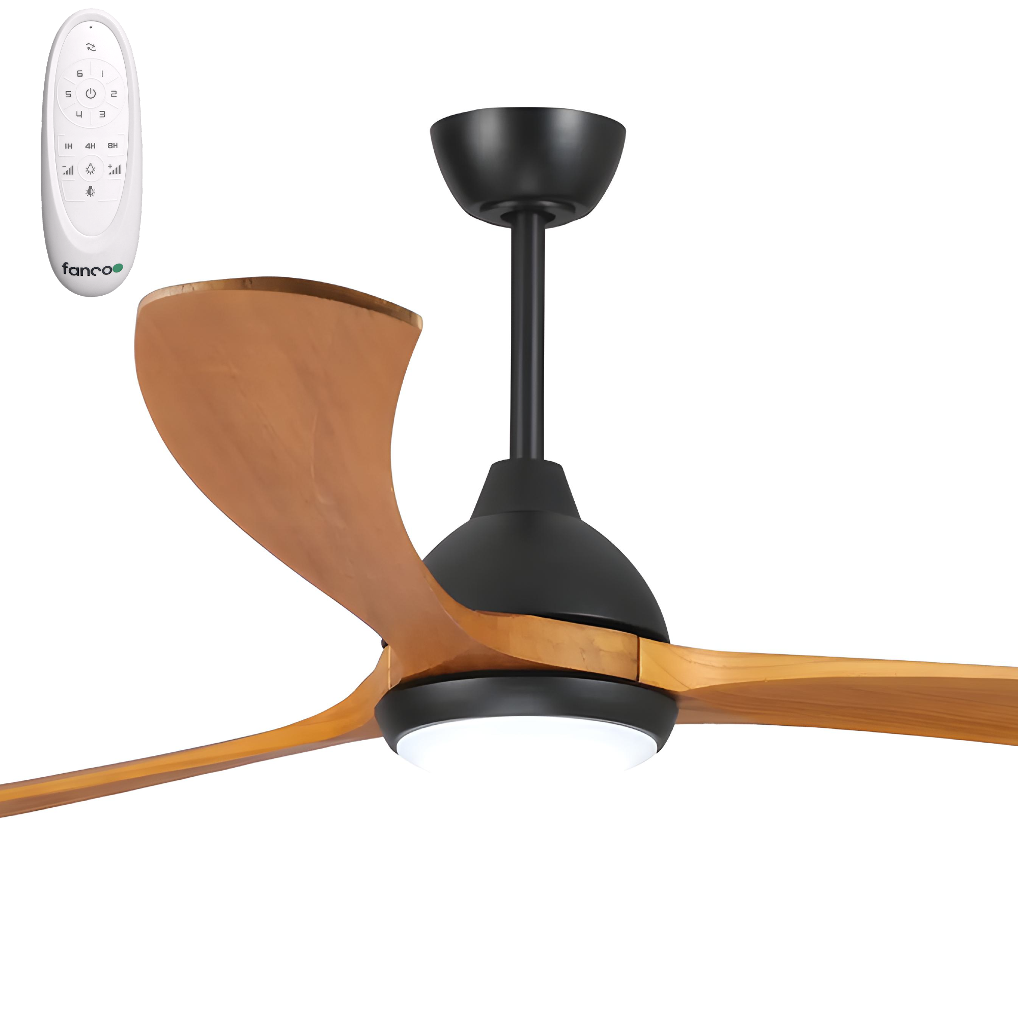 Fanco Sanctuary DC 70" Solid Timber Blade Indoor/Outdoor Ceiling Fan with 24W CCT LED Light and Remote