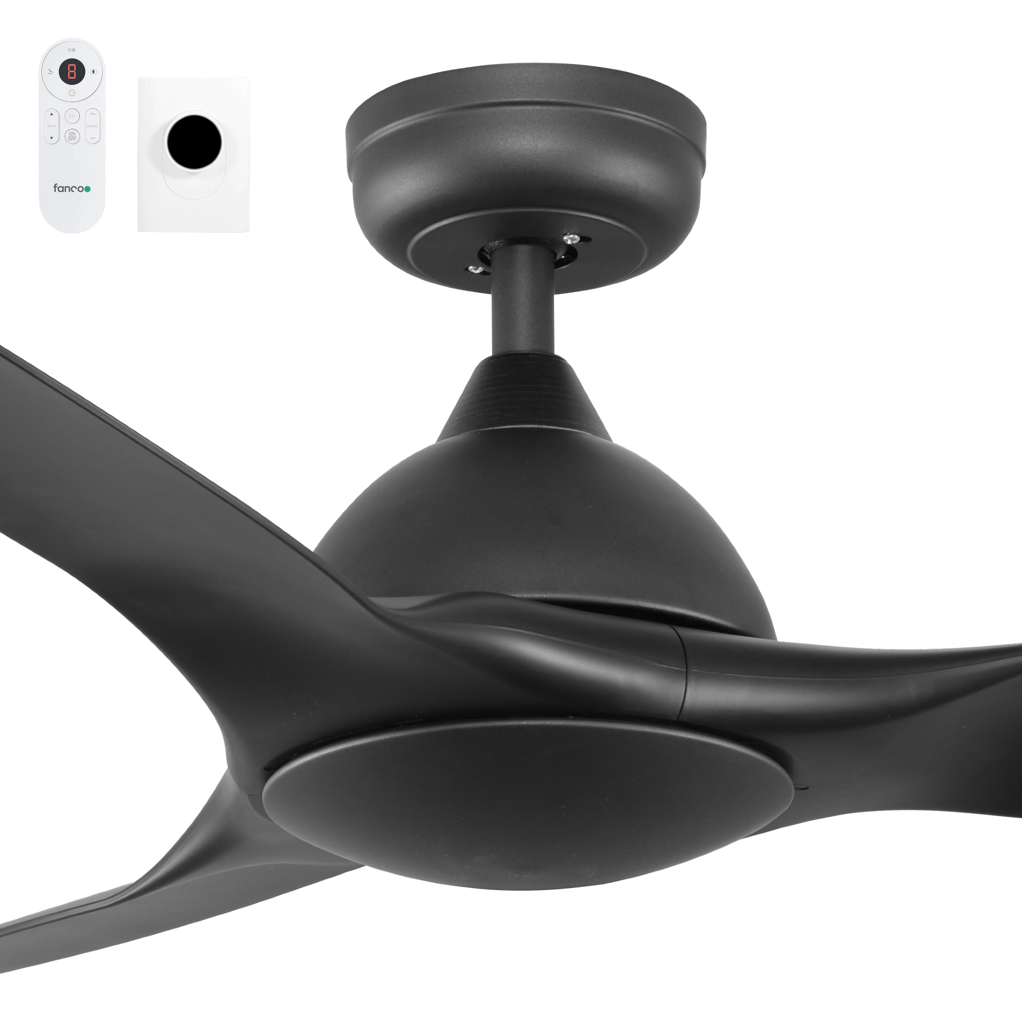 [290962] Fanco Horizon Smart 52" DC Ceiling Fan with Wall Control and Remote (BLACK)