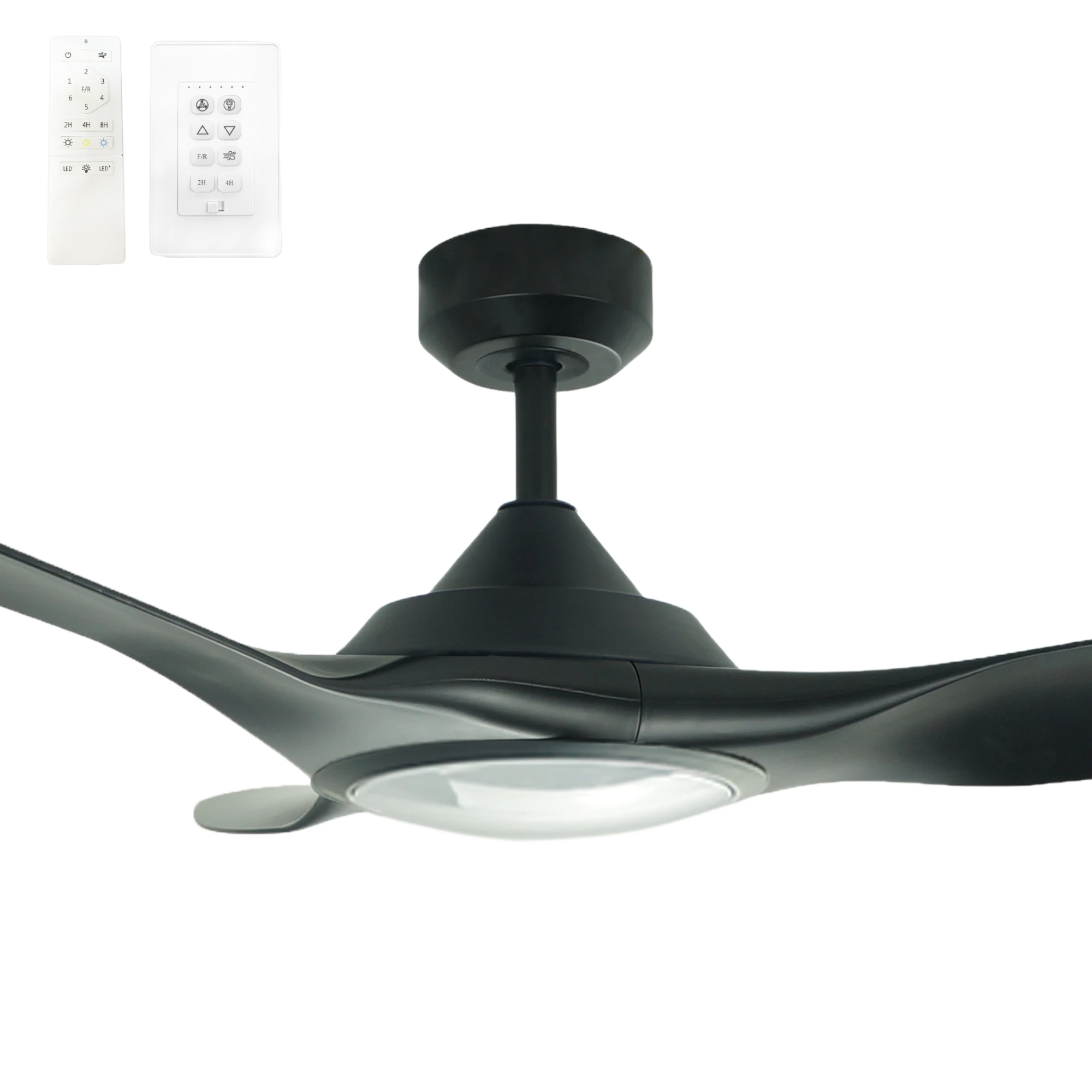 [288086] Vencha Raven RWS 46" DC Smart Ceiling Fan With Light Kit (BLACK)