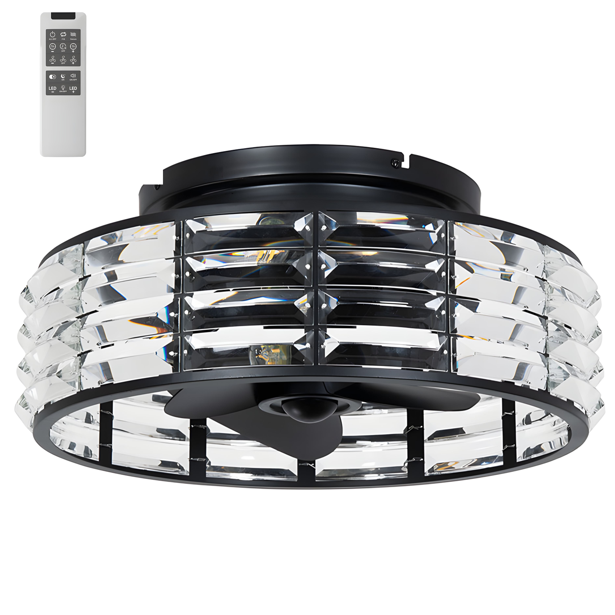 Vencha Odyssey Clear Glass Shade 22" DC Ceiling Light Fan with Remote