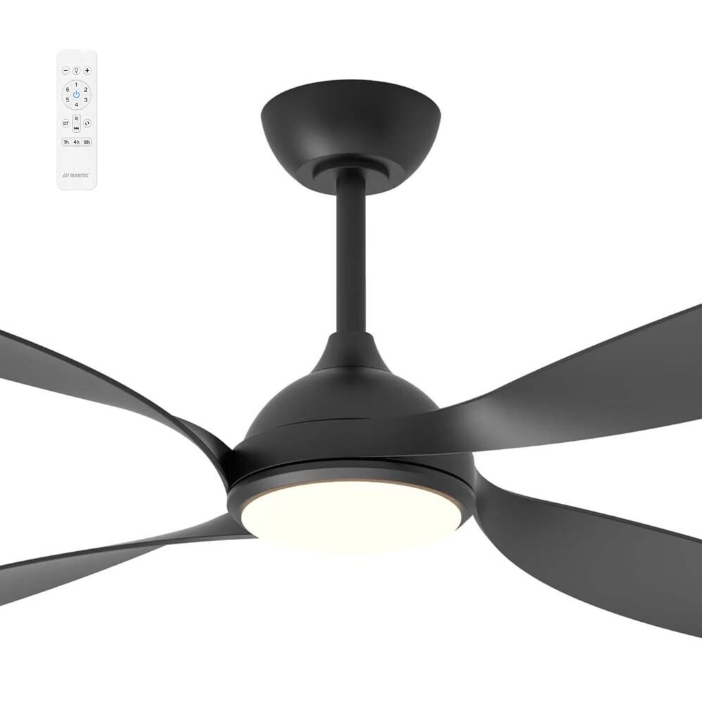 [283265] Martec Hampton 52" Smart DC Ceiling Fan with 18W CCT LED Light & Remote (BLACK)