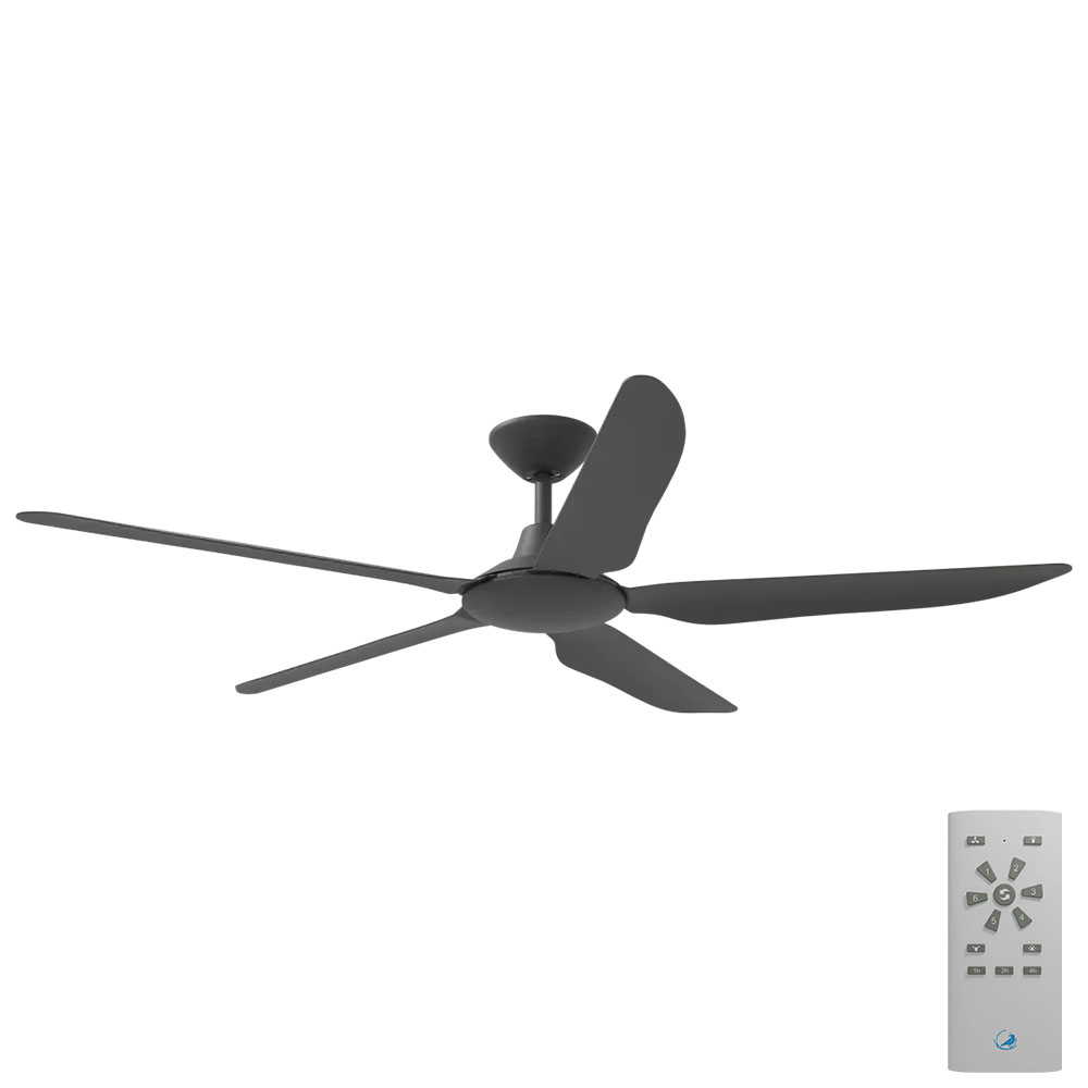 [CFADST4BL] Storm 5 Blade Indoor/Outdoor DC Ceiling Fan by Calibo – Black 56″