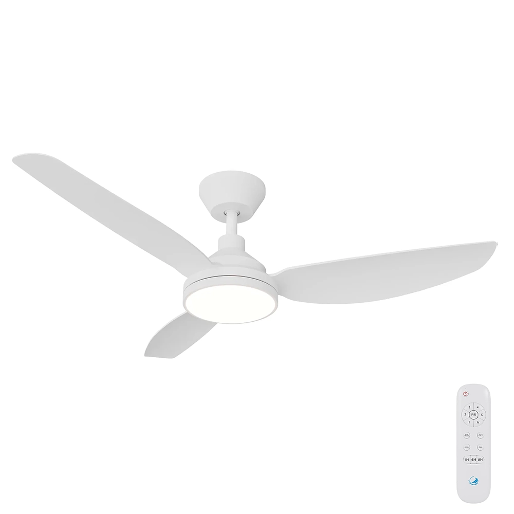 Clayfield DC Ceiling Fan by Calibo with LED Light – White 48″