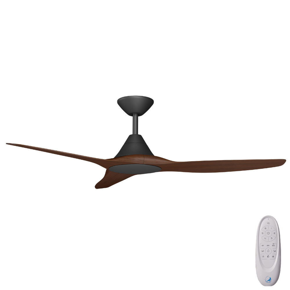 [W-CFADCF23BL-KO] CloudFan SMART DC Ceiling Fan by Calibo – Black with Koa Timber Style ABS Blades 52″