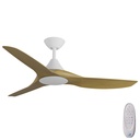 CloudFan SMART DC Ceiling Fan by Calibo – White with Teak Timber Style ABS Blades 48″