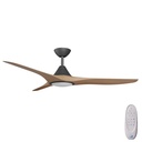 CloudFan SMART DC Ceiling Fan by Calibo with LED Light – Black with Teak Timber Style ABS Blades 60″