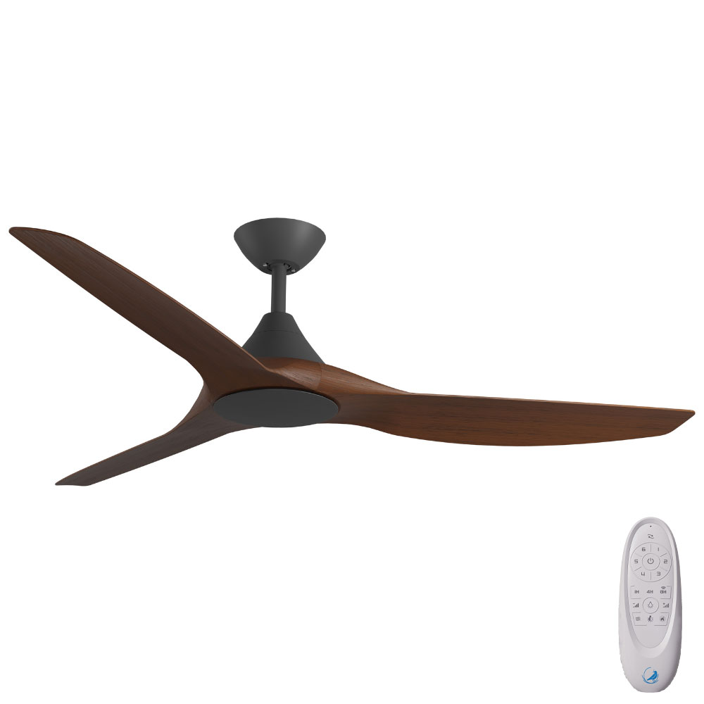 [W-CFADCF25BL-KO] CloudFan SMART DC Ceiling Fan by Calibo – Black with Koa Timber Style ABS Blades 60″