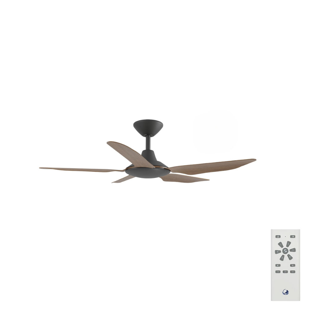 [W-CFADST1BL-KO] Storm DC Ceiling Fan by Calibo – Black with Koa Timber Style ABS Blades 42″