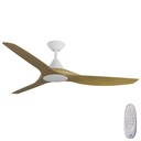 CloudFan SMART DC Ceiling Fan by Calibo – White with Teak Timber Style ABS Blades 60″