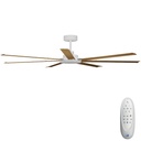 Alula SMART DC Ceiling Fan by Calibo – White with Teak Blades 80″