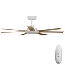 Alula SMART DC Ceiling Fan by Calibo – White with Teak Blades 60″