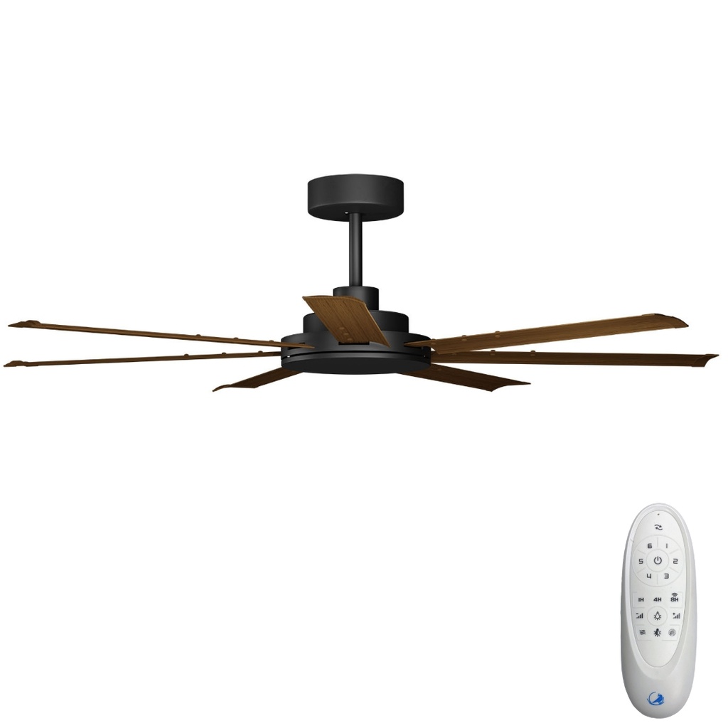 [CFADAS16BLK] Alula SMART DC Ceiling Fan by Calibo – Black with Koa Blades 60″