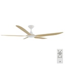 Storm DC Ceiling Fan by Calibo – White with Bamboo Timber Style ABS Blades 56″