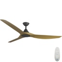 CloudFan SMART DC Ceiling Fan by Calibo – Black with Teak Timber Style ABS Blades 72″