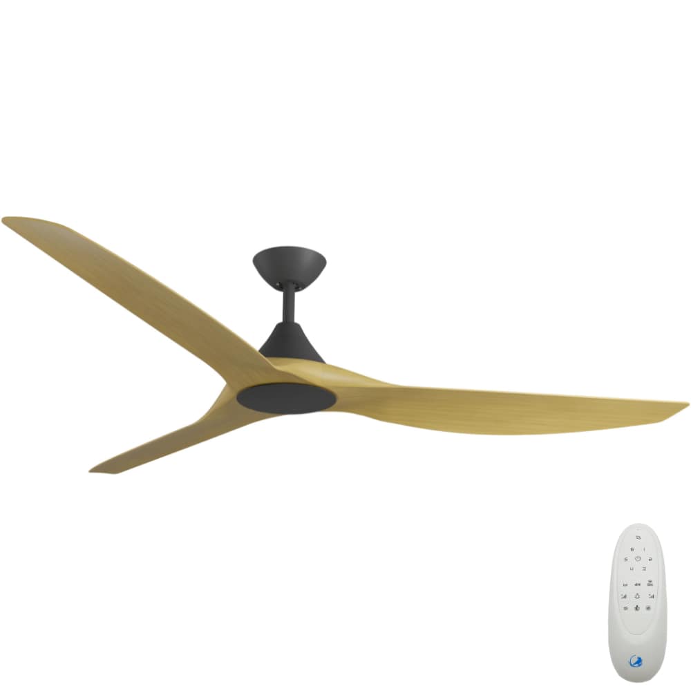 [W-CFADCF16BL-BA] CloudFan SMART DC Ceiling Fan by Calibo – Black with Bamboo Timber Style ABS Blades 72″