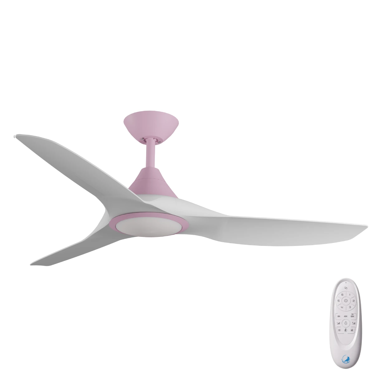 [W-CFADCF23LPK-WH] CloudFan DC SMART Ceiling Fan by Calibo with LED Light – Pink with White Blades 52″