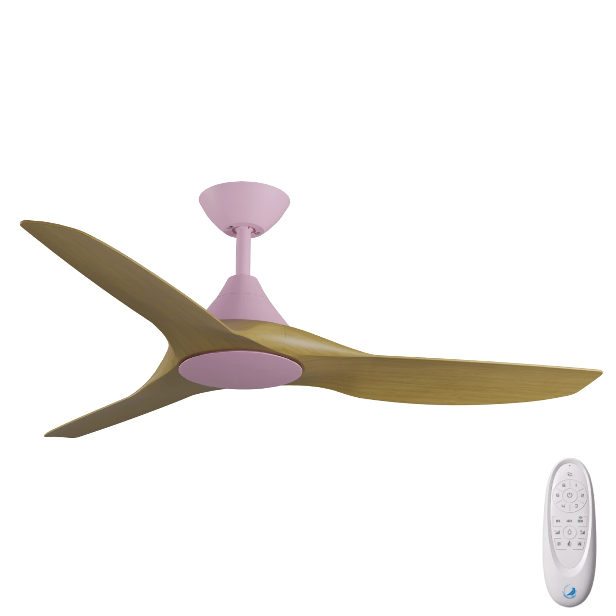 [W-CFADCF23PK-TK] CloudFan DC SMART Ceiling Fan by Calibo – Pink with Teak Timber Style ABS Blades 52″