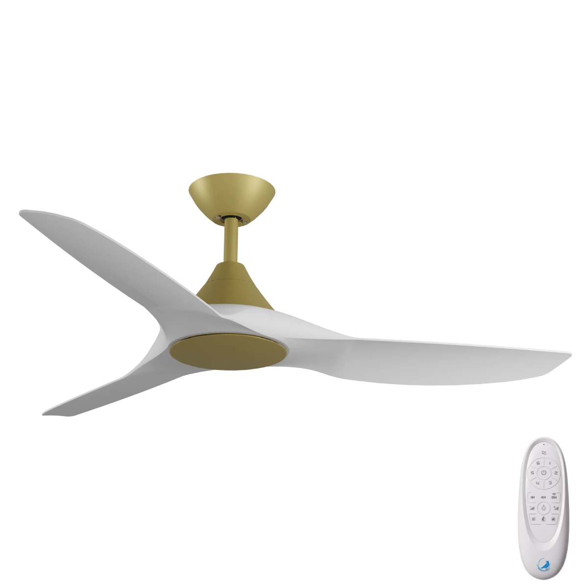 [W-CFADCF23GD-WH] CloudFan DC SMART Ceiling Fan by Calibo – Gold with White Blades 52″