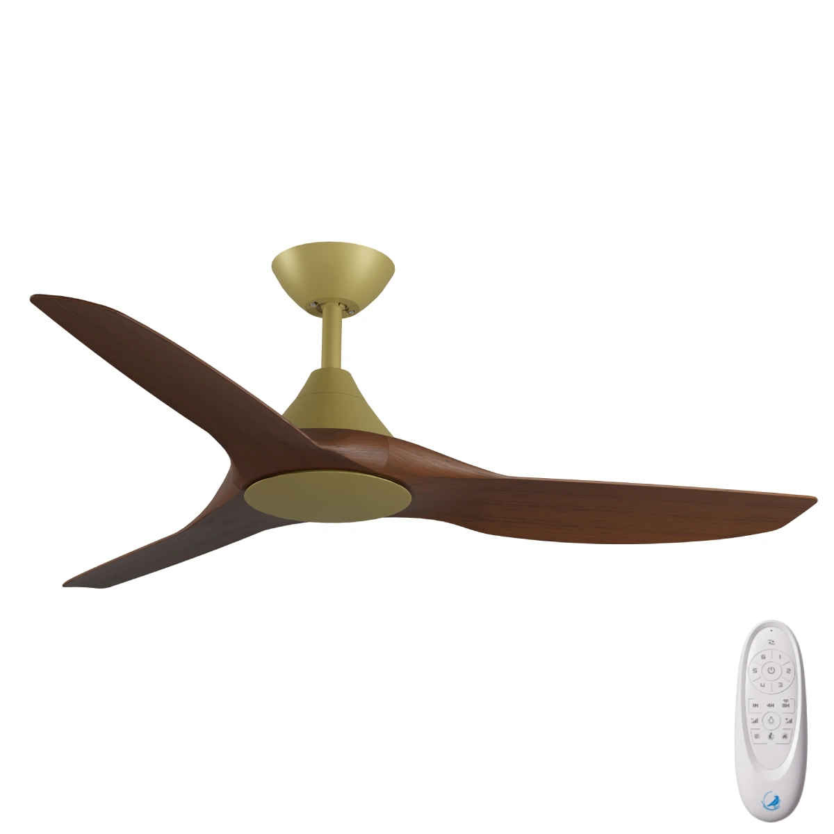 [W-CFADCF23GD-KO] CloudFan DC SMART Ceiling Fan by Calibo – Gold with Koa Timber Style ABS Blades 52″