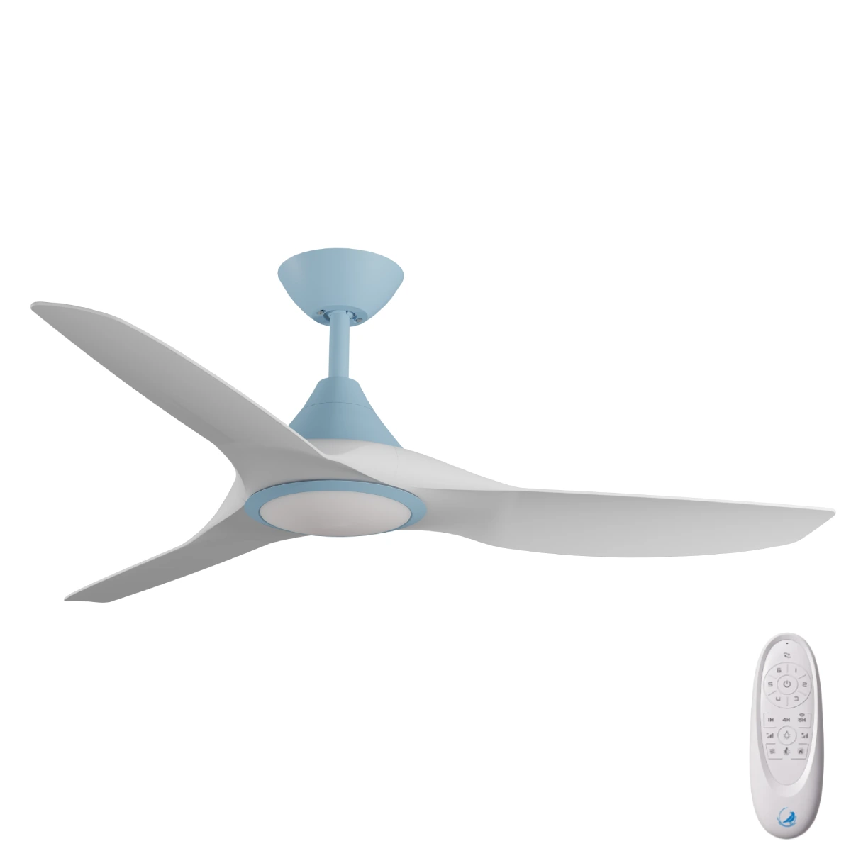 [W-CFADCF23LBU-WH] CloudFan DC SMART Ceiling Fan by Calibo with LED Light – Blue with White Blades 52″