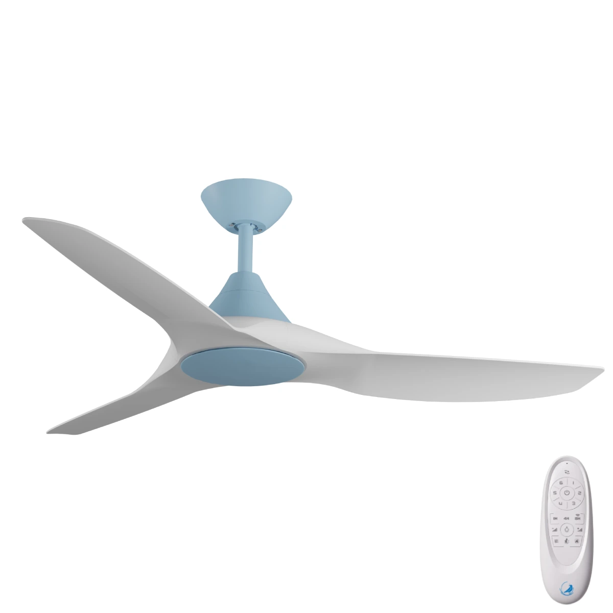 CloudFan DC SMART Ceiling Fan by Calibo – Blue with White Blades 52″