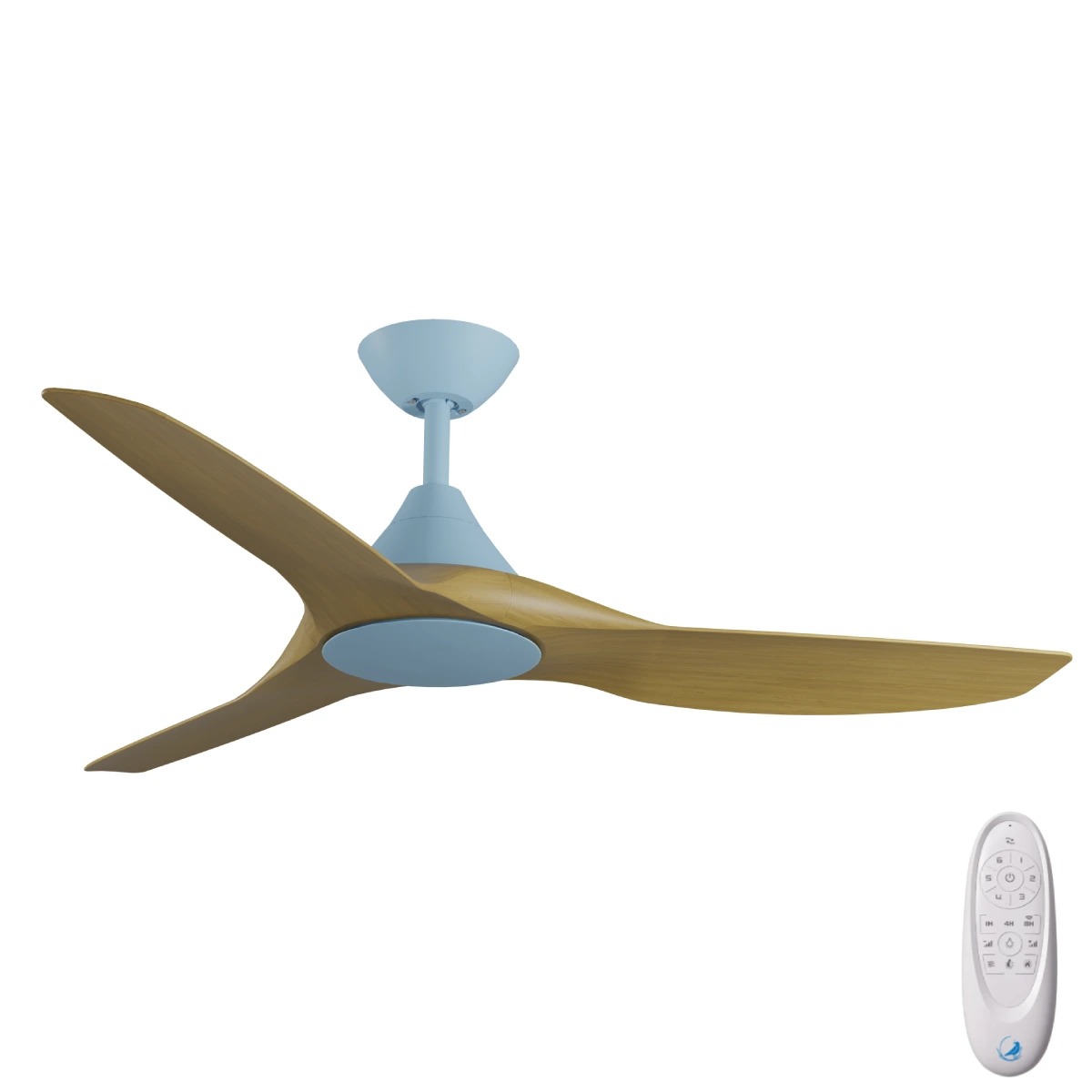 [W-CFADCF23BU-TK] CloudFan DC SMART Ceiling Fan by Calibo – Blue with Teak Timber Style ABS Blades 52″