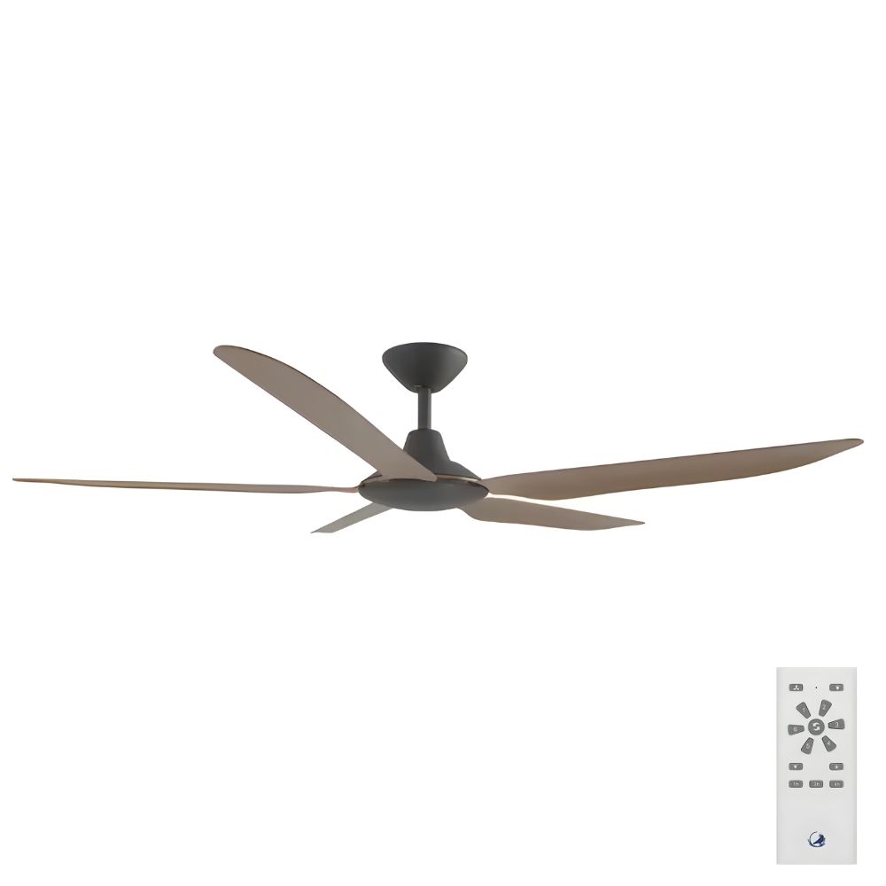 [W-CFADST4BL-KO] Storm DC Ceiling Fan by Calibo – Black with Koa Timber Style ABS Blades 56″